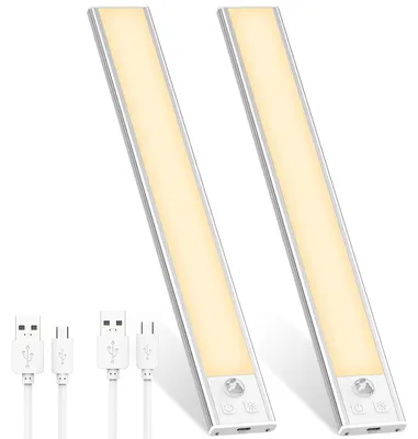 Produktbild von OUILA Schrankbeleuchtung LED mit Bewegungsmelder 31CM Unterbauleuchte Küche LED USB-C wiederaufladbar LED-Licht Dimmbar kabellos Nachtlicht für Küche Kleiderschrank Schrank 2 Stück