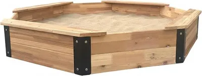 Imagen del producto de Caja de arena octogonal de madera en color marrón y gris antracita