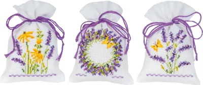 Immagine prodotto di Vervaco bustine di erbe da ricamare a punto croce "Lavanda" set di 3, schema di conteggio, 8x12cm