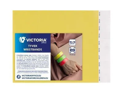 Produktbild von Identifikationsarmbänder, 3/4 Zoll, neon-gelb, aus Tyvek, Marke VICTORIA