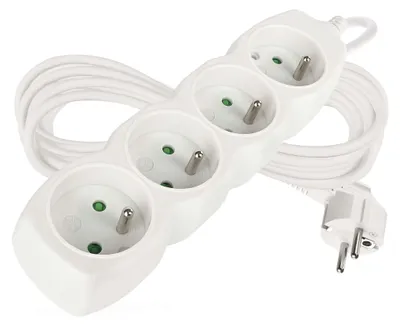 Prodlužovací kabel 5 m / 4 zásuvky / bílý / PVC / 1 mm2