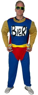 Produktbild von Superhelden-Kostüm Bier-Mann mit Cape für Herren, Größe:L