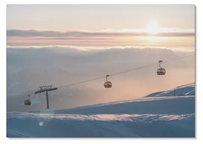 Produktbild von POSTER - 84x59 cm (A1) - Kairoo - Winterlandschaft mit Seilbahn - Wandbild für Wohnzimmer Schlafzimmer & Flur, Modernes Poster Wanddeko, Ungerahmt