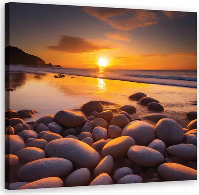 Produktbild von Leinwandbild Landschaft bei Sonnenuntergang 40x40 Feeby Orange bild für die wand bereit zum aufhängen