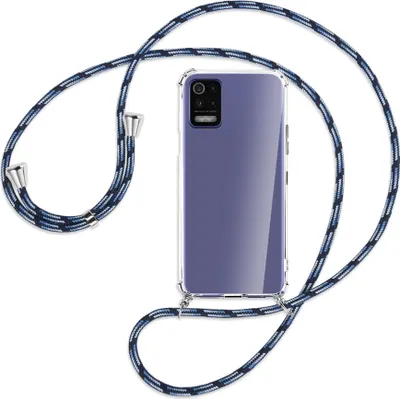 Produktbild von Handykette Backcover-Schutzhülle mit Band (Metall silberfarben) für LG K52 / K62 / Q52 - Blautöne
