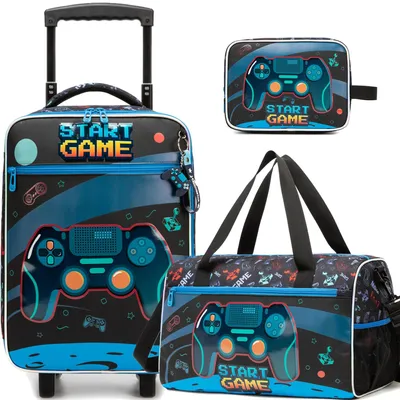 Productafbeelding van 3-delige Handbagagekoffer Set voor Kinderen met Sporttas