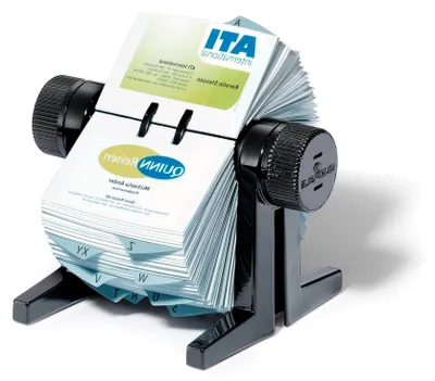 Produktbild von Rotationskartei Visifix cubo, schwarz, mit 150 Visitenkartenhüllen für 300 Karten
