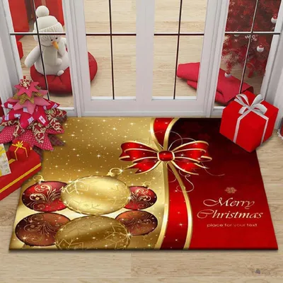 Produktbild von Weihnachtsteppich Fußmatte 40 x 60 cm Flanell-Polyester rutschfest 3D-Druck