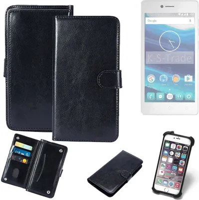 Produktbild von K-S-Trade 360° Hülle kompatibel mit Qilive Q7 5 schwarz Kunstleder Case BookCase WalletCase Kunstlederederhülle Handyhülle, Rundumschutz Bumper