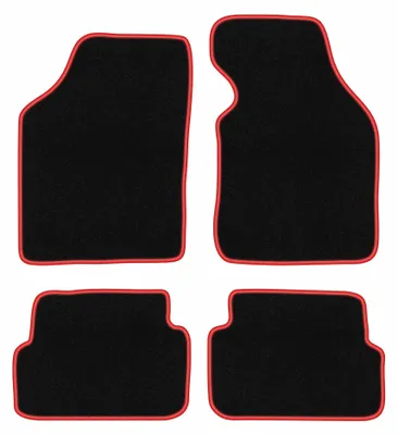 Image de Tapis de sol en moquette pour Mazda Demio 1996-2003 (à hayon) – jeu 4 pièces, noir/rouge, sur mesure – Wielganizator CARLUX