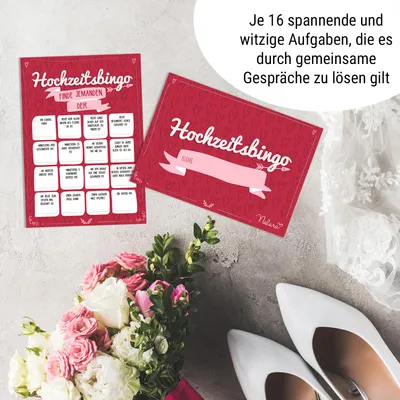 Produktbild von Hochzeitsbingo 16 Eigenschaftsfragen 50 St. DIN A5 Herzchen-Design