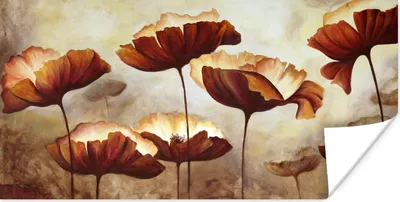 Produktbild von MuchoWow® Poster Malerei - Blumen - Ölfarbe - Pflanzen 120x60 cm - Bild