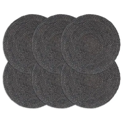 Image de vidaXL Sets de table 6 pcs. Gris foncé 38 cm Rond Jute
