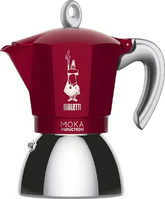 Produktbild von Bialetti Moka induction, Mokka-Kanne, 0,1 l, Rot, Silber, Aluminium, 2 Tassen, Induction mocha