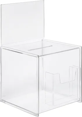 Produktbild von SIGEL VA152 Aktionsbox / Spendenbox / Losbox mit Zusatzfach und Einstecktafel für A5, Acryl, 21 x 21 x 36,8 cm