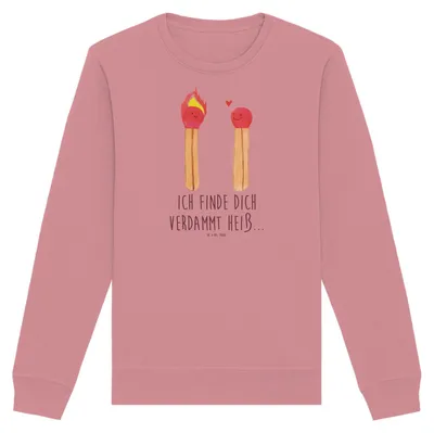 Produktbild von Mr. & Mrs. Panda Bio Baumwoll Pullover Streichhölzer Größe S - Canyon Pink - Geschenk, Freundin, Sweatshirt, Sweater, Liebesgeschenk, Pulli, Liebesbeweis