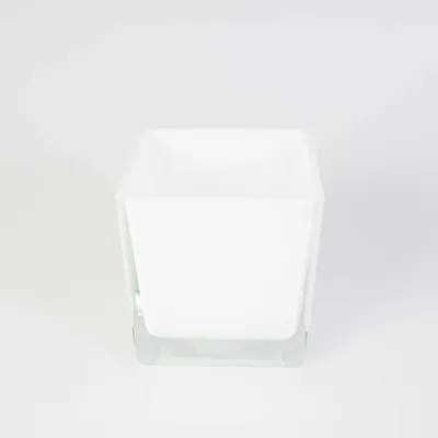 Produktbild von INNA-Glas Eckiges Teelicht Glas Kim, weiß, 10x10x10cm - Planzgefäß - Glaswürfel