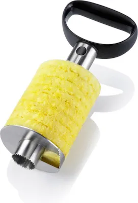 Obrázok produktu pre Kovová sada na šúpanie a vyberanie jadierok z ananásu, Ø 8,5 cm, oceľ/plast, strieborná/čierna