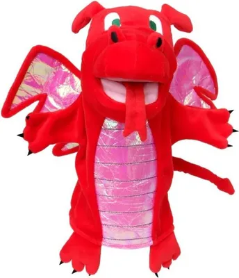 Immagine prodotto di Fiesta Crafts marionetta a mano drago rosso - giocattolo fantasy