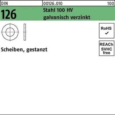 Produktbild von Reyher  126 U-Scheiben 45,0 x78x7,0 galv. verzinkt (50 Stück)