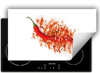 Produktbild von DarHaus Herdabdeckplatte 90x52 cm Anti Rutsch Matte Aufrollbar, Rot - Chilli
