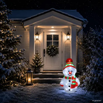 Produktbild von Acryl Schneemann 80 LEDs kaltweiß Außenbeleuchtung Weihnachtsdeko