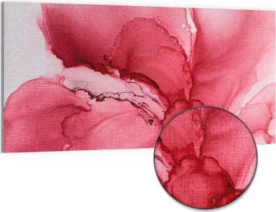 Produktbild von DEQORI Hybrid Leinwand Bild 100x50 cm 'Rosige Abstraktion' Wandbild Glas flach modern
