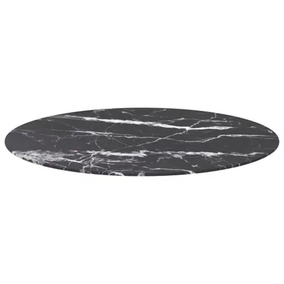Produktbild von vidaXL Tischplatte Schwarz Ø90x1 cm Hartglas in Marmoroptik