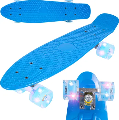 Produktbild von Malplay Mini Skateboard mit Leuchtende RGB LED-Räder | 22" Cruiser Board für Kinder und Jugendliche | Kinderskateboards | Gute Wahl für Anfänger | ab 6 Jahre | 56cm | Blau