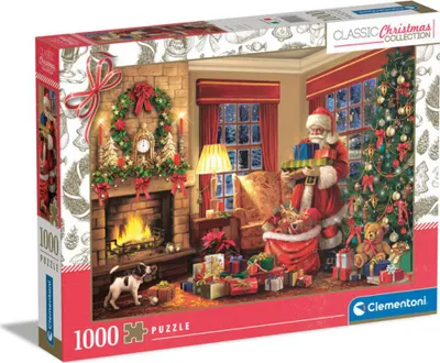 Produktbild von CLEMENTONI Puzzle 1000 Weihnachten Der Besuch des Weihnachtsmanns 81497