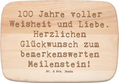 Produktbild von Mr. & Mrs. Panda Frühstücksbrettchen Spruch 100. Geburtstag - Transparent - Geschenk, Schneidebrett, Jubiläum, Happy Birthday, Frühstücksbrett, Küchenbrett, Feier