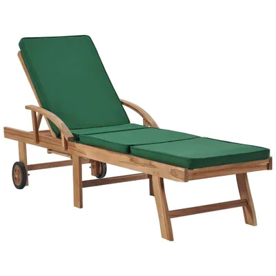 Produktbild von vidaXL Sonnenliegen mit Auflagen 2 Stk. Massivholz Teak Grün
