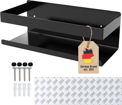 Produktbild von Intirilife samoprzylepna półka prysznicowa w kolorze czarnym - 23 x 10,5 x 8 cm - półka prysznicowa bez wiercenia, uchwyt na szampon koszyk prysznicowy do montażu na ścianie koszyk na akcesoria łazienkowe - nierdzewna półka ze stali nierdzewnej do łazienki i kuchni