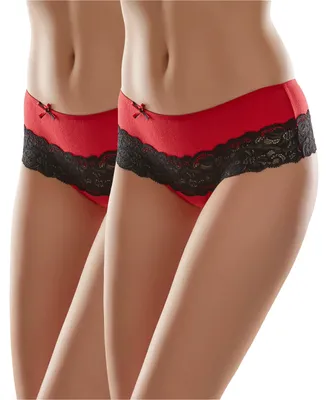 Image de Culotte pour femme Merry Style MSGAB96 (rouge/noir, lot de 2), taille 38 (taille du fabricant : M)