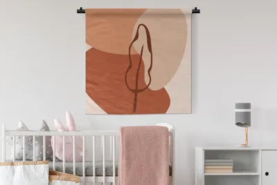 Produktbild von MuchoWow® Wandteppich Wandbehang Sommer - Blatt - Braun 90x90 cm Tapisserie Dekoration Wandtuch - Wandaufhänger