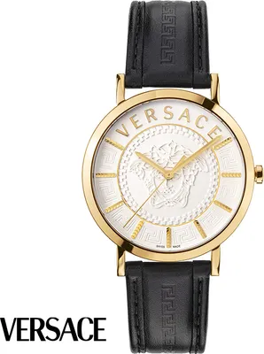 Produktbild von Versace VEJ400221 V-Essential weiss gold schwarz Leder Herren Uhr NEU