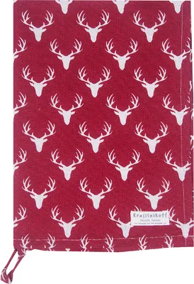 Produktbild von Krasilnikoff - Geschirrtuch KW14527 Antlers / Geweihe, Red