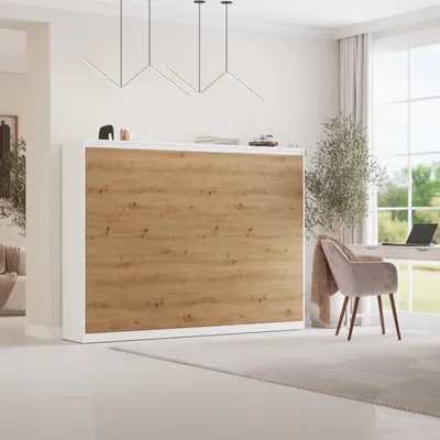 Produktbild von Schrankbett 140x200 H Schlafzimmer & Ferienwohnungen Weiss/Wildeiche