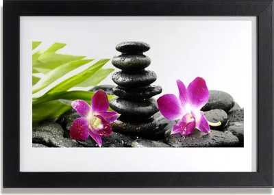 Produktbild von Bild 30x20 MDF-Rahmen Wandkunst Orchid Zen Spa Steine