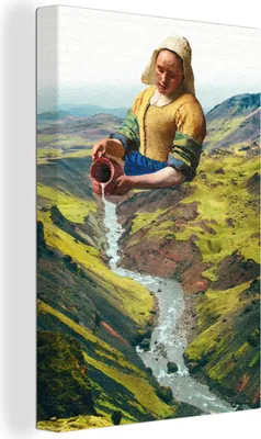 Zdjęcie produktu dla OneMillionCanvasses® - Obrazy na płótnie - 90x140 cm, Milkmaid - Nature - Vermeer, Dekoracja ścienna - Zdjęcie na płótnie - Obraz na drewnianej ramie - Dekoracja ścienna - Sypialnia