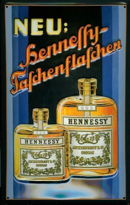Produktbild von Blechschild Hennessy Cognac Taschenflasche Schild Weinbrand Brandy Werbeschild
