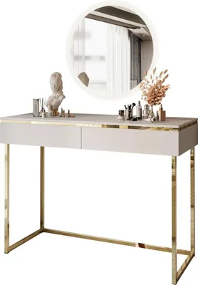 Produktbild von AURORA GOLD Schminktisch auf einem goldenen Gestell Kaschmir mit Spiegel