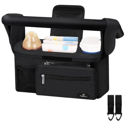 Productafbeelding van Wielbuggy-organizer met 2 geïsoleerde bekerhouders, universele buggytas, zwart