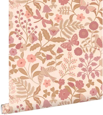 Produktbild von ESTAhome Tapete Blumen und Vögel Rosa 50 x 900 cm