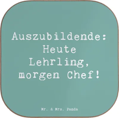 Produktbild von Mr. & Mrs. Panda Untersetzer für Gläser Spruch Auszubildende Chef - Meeresbrise - Geschenk, Berufsalltag, Lehrling, gläseruntersetzer, Tischuntersetzer, Tischschoner