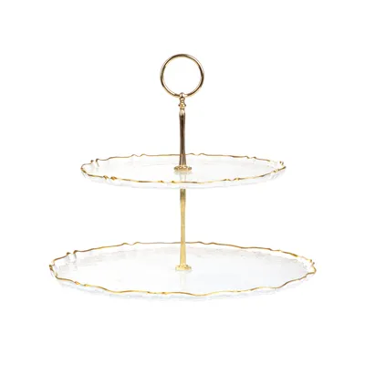 Obrázok produktu pre Tortový tanier Tortový tanier Patera LISALA dvojúrovňový transparentný 21 cm, 28 cm HOMLA
