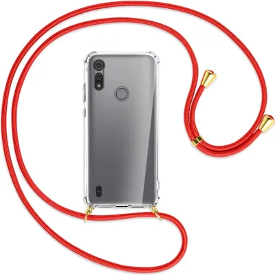 Produktbild von Handykette Backcover-Schutzhülle mit Band (Metall goldfarben) für Motorola Moto E6s - rot