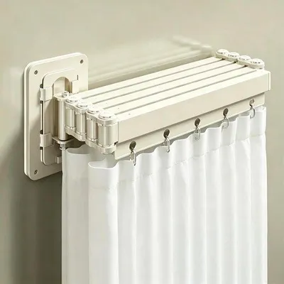 Produktbild von Schnelleinkauf - Duschvorhang ohne Bohrer, faltbar, werkzeugfest, wasserdicht, waschbar für Eckdusche, 5 Lagen, 31-154 cm, platzsparend, Flexib