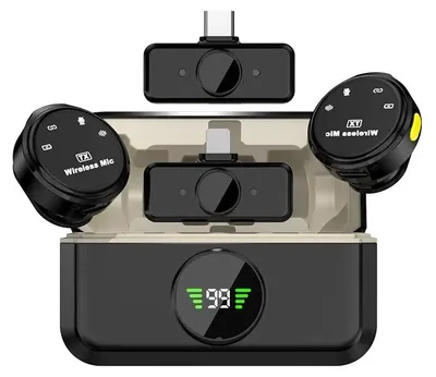 Produktbild von Kabelloses Lavalier-Mikrofon mit omnidirektionaler Aufnahme für iPhone, Android und Videoaufnahmen - iOS und Typ C