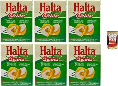 Produktbild von Halta Cucina UHT Kochsahne, 200 ml, 6er Pack, Ideal für Pasta, Saucen und Pizza, + Italian Gourmet polpa 400g